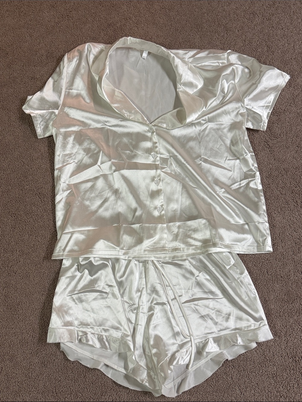Women’s Satin Short Pajama Set - White